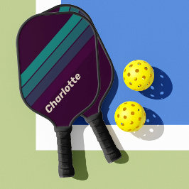 Retro Charlotte Rainbow mit Name Pickleball Schläger