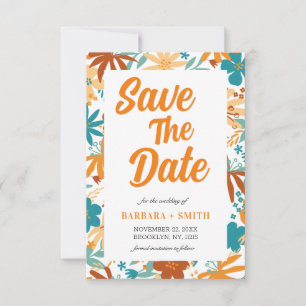 Retro Charm Abstrakt Bright Bold Wildblume Save The Date