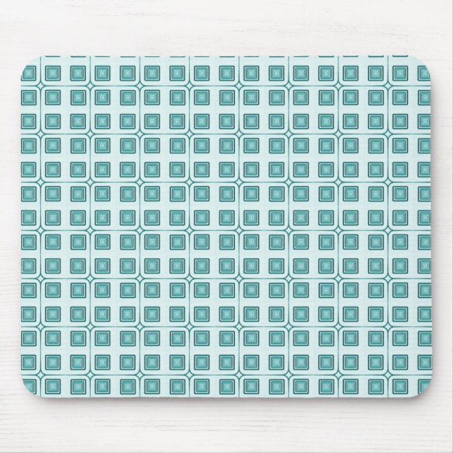 Retro Charm Squares Mousepad, Aquamarin Mousepad (Vorne)