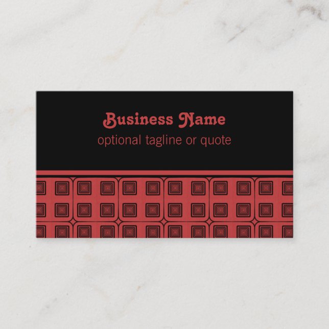 Retro Charm Squares Visitenkarte, rot Visitenkarte (Vorderseite)