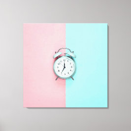 Retro charme hellblaue Wecker auf Pink & Aquamarin Leinwanddruck