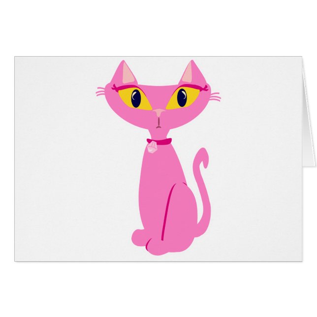 Rétro chat rose impertinent (Devant horizontal)