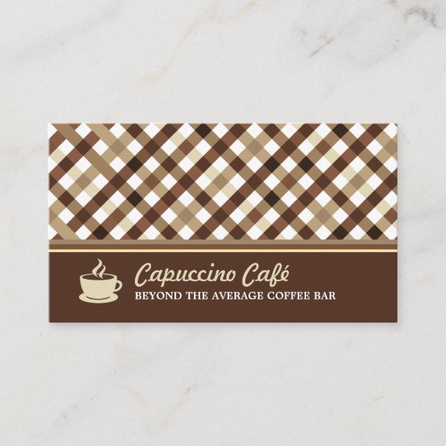 Retro Checked Coffee Bar Visitenkarte (Vorderseite)