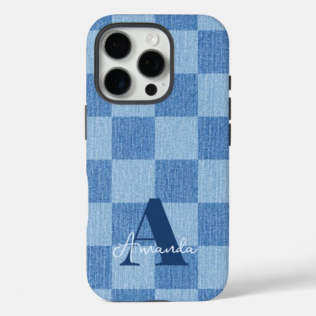 Retro Checked Fade iPhone 16 Pro Hülle (Rückseite)