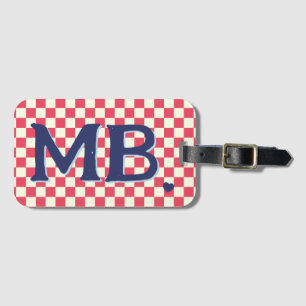 Retro Checkerboard Checkered Pattern Red Blue Gepäckanhänger