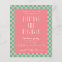 Retro Checkerboard Minze rosa Hochzeit