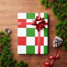 Retro Checkerboard Rot und Grün Weihnachten