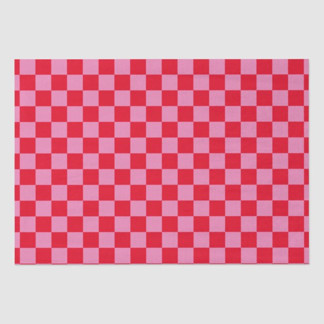 Retro Checkerboard Schachbrettmuster rosa Orange Seidenpapier (Vorderseite)