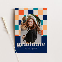 Retro Checkered Arch Classic Foto Abschluss Einladung