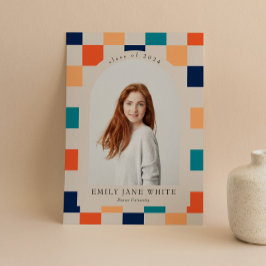 Retro Checkered Arch Timeless Foto Abschluss Einladung