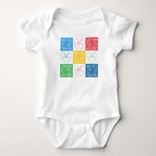 Retro Checkered Autismus Awareness Coquette Bow Baby Strampler