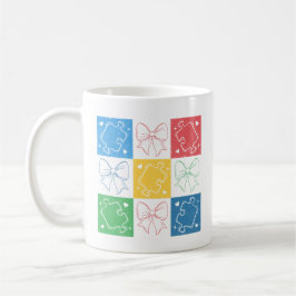 Retro Checkered Autismus Awareness Coquette Bow Kaffeetasse