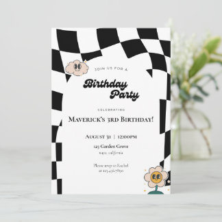 Retro Checkered Birthday Einladung