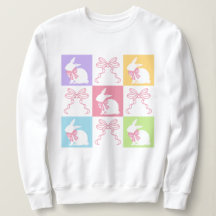 Retro Checkered Pastell Osterhase mit Bogen