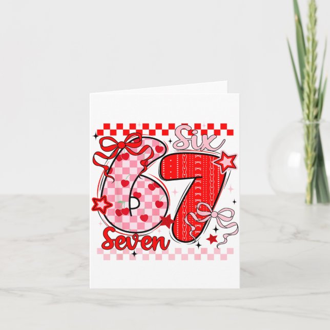 Retro Checkered Valentine Six Seven Meme 67 Viral  Karte (Vorderseite)