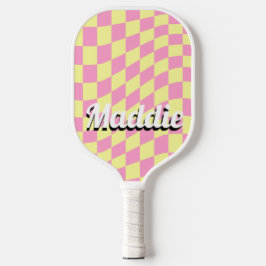 Retro Checkter Skriptname Pickleball Schläger