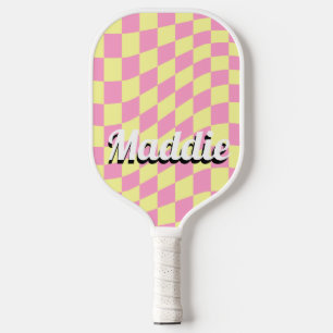 Retro Checkter Skriptname Pickleball Schläger