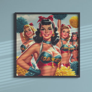 Retro Cheerleader Button-ups Poster