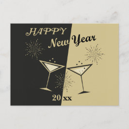 Retro Cheers Happy New Year Postkarte
