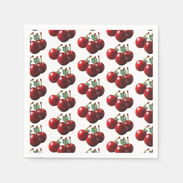 Retro Cherries fresh picked  Serviette (Vorderseite)