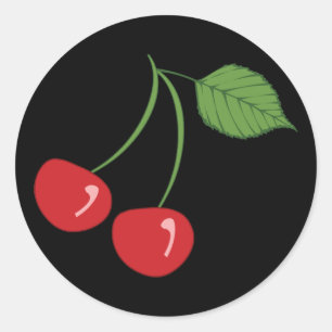 Retro Cherries Runder Aufkleber
