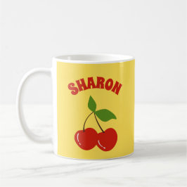 Retro Cherries Vintag Cherry Individuelle Name Gel Kaffeetasse