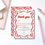 Retro Cherry 1. Geburtstag Danke Karte<br><div class="desc">Dieses Design misst 3, 5 x 5 Zoll und ist ideal für Post-Party Dankeschön-Karten. Feiern Sie Ihren Jemand Cherry Sweet ein Jahr alt in süßem Stil mit einer Retro-Geburtstagskollektion! Die rustikalen Party-Extras verleihen Ihrem kleinen Party und Tag eine spielerische Touch. Von Einladungen bis zum Geschirr, Deck aus deinem kleinen Party...</div>