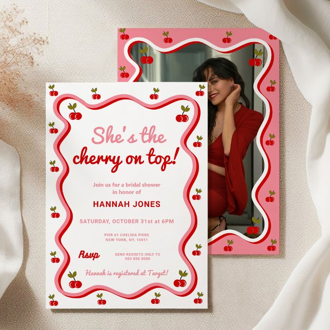 Retro Cherry auf dem oberen Valentine-Brautparty Einladung (Von Creator hochgeladen)