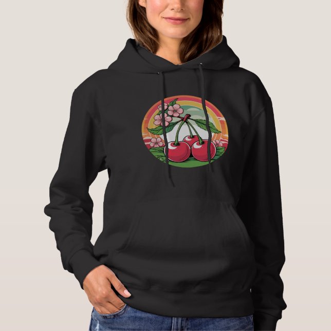Retro Cherry Blüten Hoodie (Vorderseite)