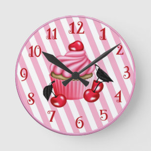 Retro Cherry Cupcake Wall Runde Wanduhr