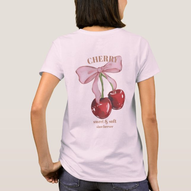 Retro Cherry Sweet & Soft Since Forever Slogan T-Shirt (Rückseite)