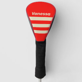Retro Cherry Three Across Striping with Name Golf Headcover
