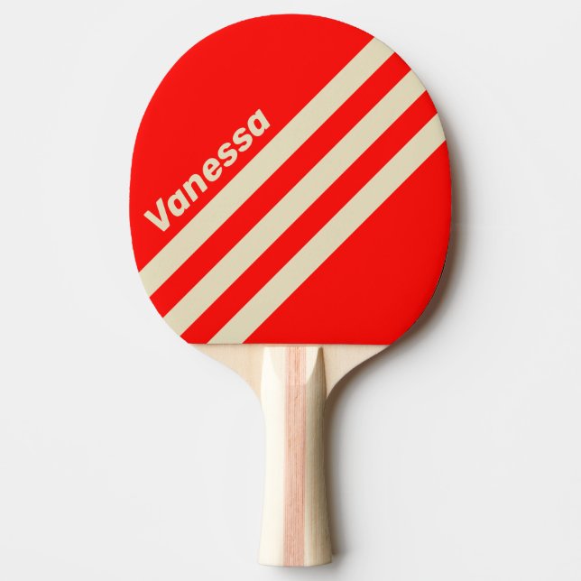Retro Cherry Three Angled Striping with Name Tischtennis Schläger (Vorderseite)