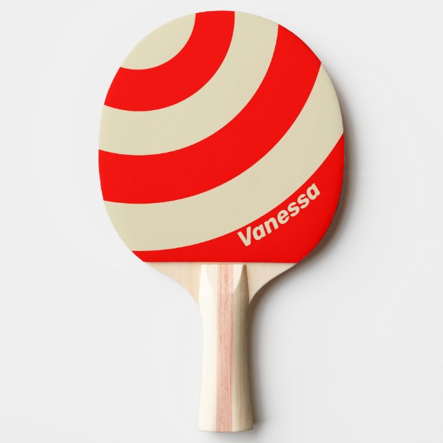 Retro Cherry Three Circle Stripe with Name Tischtennis Schläger (Vorderseite)