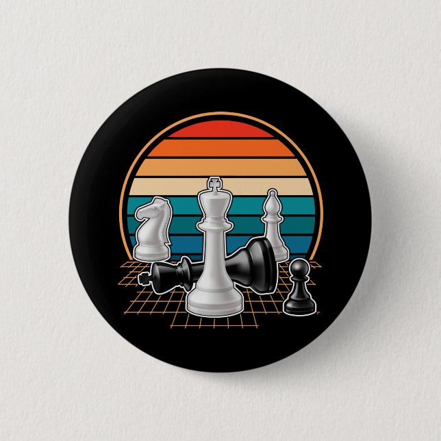 Retro Chess Teile Board game Chess Lover Button (Vorderseite)