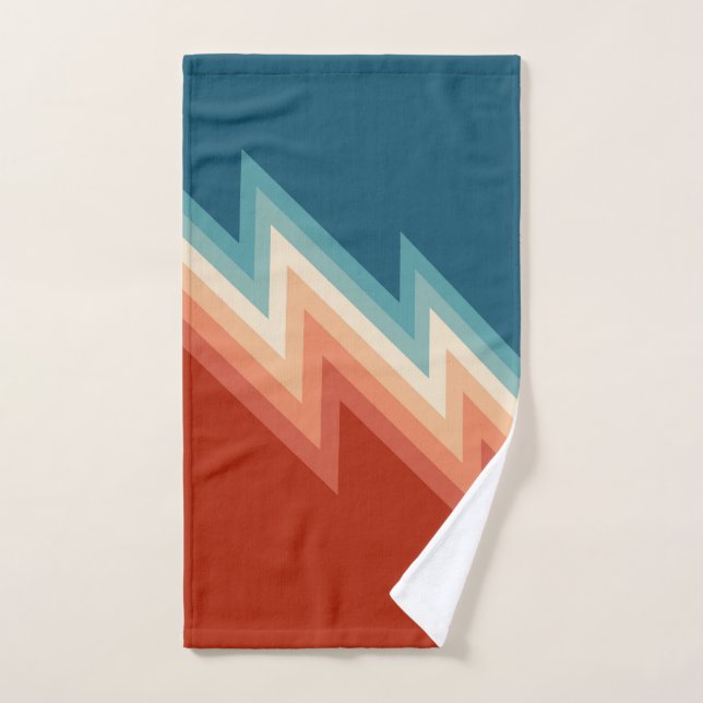 Retro Chevron-Muster Badhandtuch Set (Handtuch)