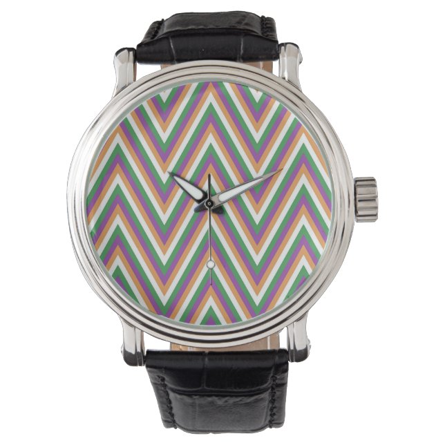 Retro-Chevron-Muster cool Armbanduhr (Vorderseite)