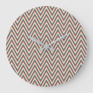 Retro-Chevron-Muster Große Wanduhr