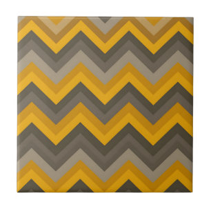 Retro-Chevron-Muster Senfgelb Grau Fliese