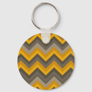 Retro-Chevron-Muster Senfgelb Grau Schlüsselanhänger
