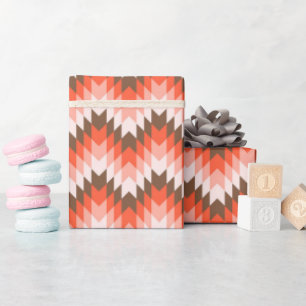 Retro Chevron, Orange Geometrisch, Modernes Muster Geschenkpapier