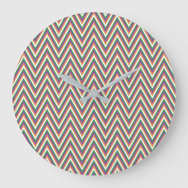 Retro Chevron Pattern Große Wanduhr (Vorderseite)