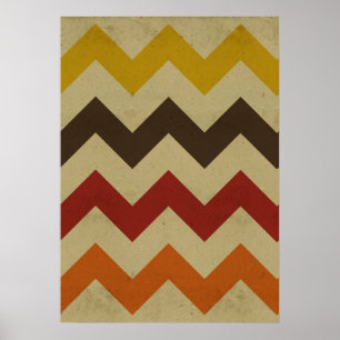Retro-Chevron-Zickzack-Streifen Zick-Zack-Muster Poster