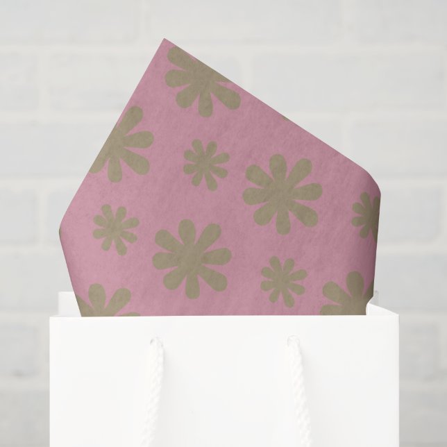 Retro Chic 70er 80er Pink und Gold Floral Seidenpapier (Geschenktüte)