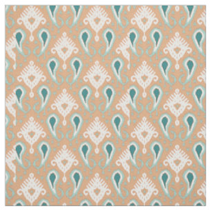 Retro Chic Aquamarin Taupe Ethnic Ikat Tribal Must Stoff