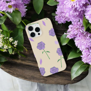 Retro Chic Beige & Pink Floral Muster Whimsical iPhone 16 Pro Max Hülle