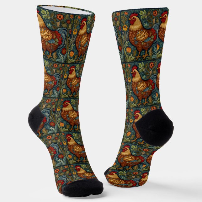 Retro-Chic-Boho-Huhn-Hahn  Socken (Gewinkelt)