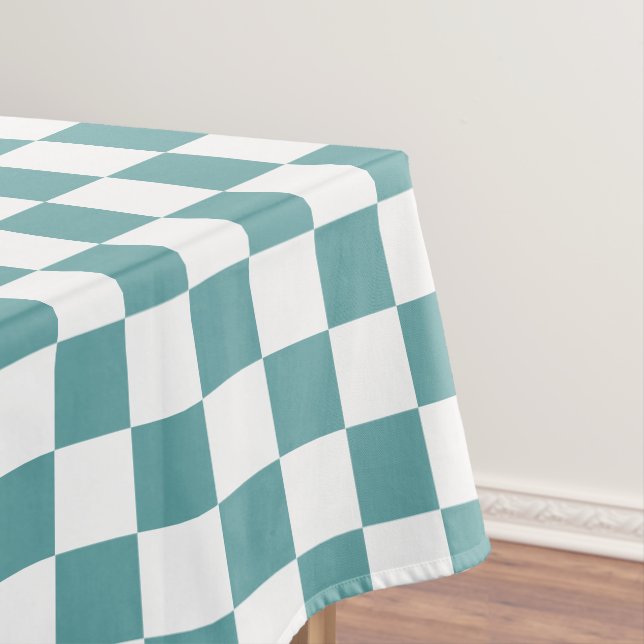 Retro Chic Cool Cadet Blau Schachbrettmuster Tischdecke (Beispiel)