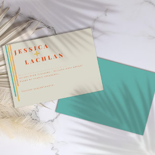 Retro Chic Design mit farbenfrohen Streifen Hochze RSVP Karte