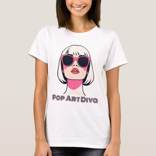 Retro Chic Frau mit rosa Sonnenbrille T-Shirt (Vorderseite)